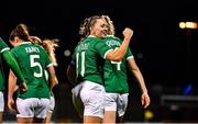 30 November 2021; Katie McCabe of Republic of Ireland celebrates a goal scored by team-mate Saoirse Noonan during the FIFA Women's World Cup 2023 qualifying group A match between Republic of Ireland and Georgia at Tallaght Stadium in Dublin. Photo by Eóin Noonan/Sportsfile