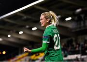 30 November 2021; Saoirse Noonan of Republic of Ireland celebrates after scoring her side's ninth goal during the FIFA Women's World Cup 2023 qualifying group A match between Republic of Ireland and Georgia at Tallaght Stadium in Dublin. Photo by Eóin Noonan/Sportsfile
