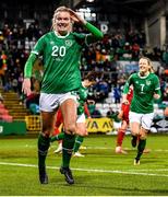 30 November 2021; Saoirse Noonan of Republic of Ireland celebrates after scoring her side's ninth goal during the FIFA Women's World Cup 2023 qualifying group A match between Republic of Ireland and Georgia at Tallaght Stadium in Dublin. Photo by Eóin Noonan/Sportsfile