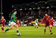 30 November 2021; Jessie Stapleton of Republic of Ireland in action against Maiko Bebia of Georgia during the FIFA Women's World Cup 2023 qualifying group A match between Republic of Ireland and Georgia at Tallaght Stadium in Dublin. Photo by Eóin Noonan/Sportsfile