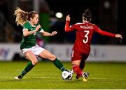 30 November 2021; Megan Connolly of Republic of Ireland in action against Nino Pasikashvili of Georgia during the FIFA Women's World Cup 2023 qualifying group A match between Republic of Ireland and Georgia at Tallaght Stadium in Dublin. Photo by Eóin Noonan/Sportsfile