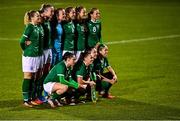 30 November 2021; Republic of Ireland players stand for a team photo before the FIFA Women's World Cup 2023 qualifying group A match between Republic of Ireland and Georgia at Tallaght Stadium in Dublin. Photo by Eóin Noonan/Sportsfile