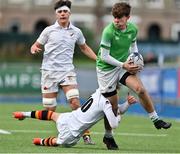 1 December 2021;  Stephen McMahon of Gonzaga is tackled by Jack Murphy of Presentation College  during the Bank of Ireland Leinster Rugby Schools Senior League Division 1A Semi-Final match between Presentation College, Bray and Gonzaga at Energia Park in Dublin. Photo by Brendan Moran/Sportsfile