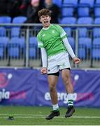 1 December 2021; Stephen McMahon of Gonzaga celebrates kicking a conversion in the last minute to give his side the lead and victory during the Bank of Ireland Leinster Rugby Schools Senior League Division 1A Semi-Final match between Presentation College, Bray and Gonzaga at Energia Park in Dublin. Photo by Brendan Moran/Sportsfile