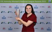 1 December 2021; Michaela Lawrence of Treaty United with her U17 Player of the Year award during the 2021 SSE Airtricity Women's National League Awards at Castleknock Hotel in Dublin. Photo by Piaras Ó Mídheach/Sportsfile