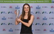 1 December 2021; Abbie Callanan of Galway Women's FC with her U19 Player of the Year award during the 2021 SSE Airtricity Women's National League Awards at Castleknock Hotel in Dublin. Photo by Piaras Ó Mídheach/Sportsfile