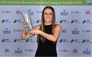 1 December 2021; Kylie Murphy of Wexford Youths with her Player of the Year award during the 2021 SSE Airtricity Women's National League Awards at Castleknock Hotel in Dublin. Photo by Piaras Ó Mídheach/Sportsfile