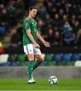 15 November 2021; Jonny Evans of Northern Ireland during the FIFA World Cup 2022 Qualifier match between Northern Ireland and Italy at the National Football Stadium at Windsor Park in Belfast. Photo by David Fitzgerald/Sportsfile
