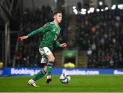 15 November 2021; Gavin Whyte of Northern Ireland during the FIFA World Cup 2022 Qualifier match between Northern Ireland and Italy at the National Football Stadium at Windsor Park in Belfast. Photo by David Fitzgerald/Sportsfile