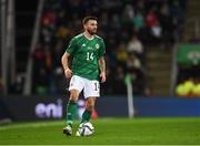 15 November 2021; Stuart Dallas of Northern Ireland during the FIFA World Cup 2022 Qualifier match between Northern Ireland and Italy at the National Football Stadium at Windsor Park in Belfast. Photo by David Fitzgerald/Sportsfile