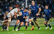 27 November 2021; Ross Byrne of Leinster is tackled by Rob Herring of Ulster during the United Rugby Championship match between Leinster and Ulster at RDS Arena in Dublin.  Photo by Piaras Ó Mídheach/Sportsfile