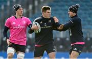 2 December 2021; Dan Sheehan, centre, with Ryan Baird and Garry Ringrose during the Leinster Rugby captain's run at the RDS Arena in Dublin. Photo by Harry Murphy/Sportsfile