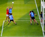 26 June 2021; Leah Caffrey of Dublin, supported by teammates Niamh Collins, left, and Olwen Carey of Dublin, in action against Eimear Scally of Cork, supported by teammate Bríd O'Sullivan, during the Lidl Ladies Football National League Division 1 Final match between Cork and Dublin at Croke Park in Dublin. Photo by Ramsey Cardy/Sportsfile