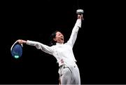 24 July 2021; Yiwen Sun of China celebrates winning the Women's Épée Individual Final at Makuhari Messe Hall during the 2020 Tokyo Summer Olympic Games in Tokyo, Japan. Photo by Stephen McCarthy/Sportsfile