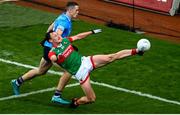 14 August 2021; Diarmuid O'Connor of Mayo keeps the ball in play in the build up to a Mayo point during the GAA Football All-Ireland Senior Championship semi-final match between Dublin and Mayo at Croke Park in Dublin. Photo by Stephen McCarthy/Sportsfile