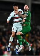 11 November 2021; Cristiano Ronaldo of Portugal in action against Shane Duffy of Republic of Ireland during the FIFA World Cup 2022 qualifying group A match between Republic of Ireland and Portugal at the Aviva Stadium in Dublin. Photo by Eóin Noonan/Sportsfile