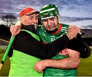 28 November 2021; Loughmore/Castleiney captain Noel McGrath celebrates with his father Pat after their side's victory in the Tipperary County Senior Club Hurling Championship Final Replay match between Thurles Sarsfields and Loughmore/Castleiney at Semple Stadium in Thurles, Tipperary. Photo by Harry Murphy/Sportsfile