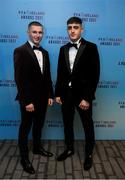3 December 2021; Ross Tierney, left, and Dawson Devoy of Bohemians arriving before the PFA Ireland Awards at The Marker Hotel in Dublin. Photo by Stephen McCarthy/Sportsfile