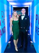 3 December 2021; Georgie Kelly of Bohemians with Kate O'Connor arriving before the PFA Ireland Awards at The Marker Hotel in Dublin. Photo by Stephen McCarthy/Sportsfile