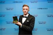 3 December 2021; Chris Forrester of St Patricks Athletic with his Premier Division team of the year award during the PFA Ireland Awards at The Marker Hotel in Dublin. Photo by Stephen McCarthy/Sportsfile