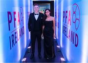 3 December 2021; Chris Forrester of St Patricks Athletic with Ciara O'Keefe arriving before the PFA Ireland Awards at The Marker Hotel in Dublin. Photo by Stephen McCarthy/Sportsfile
