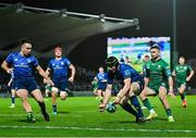 3 December 2021; Ryan Baird of Leinster gathers the ball before his own try line during the United Rugby Championship match between Leinster and Connacht at the RDS Arena in Dublin. Photo by Ramsey Cardy/Sportsfile