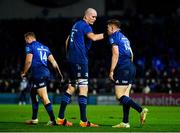 3 December 2021; Garry Ringrose of Leinster, right, is congratulted by team-mate Devin Toner after scoring their side's second try during the United Rugby Championship match between Leinster and Connacht at the RDS Arena in Dublin. Photo by Sam Barnes/Sportsfile