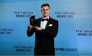 3 December 2021; PFA Ireland First Division Manager of the Year Ian Morris of Shelbourne during the PFA Ireland Awards at The Marker Hotel in Dublin. Photo by Stephen McCarthy/Sportsfile