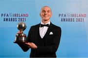 3 December 2021; PFA Ireland Player of the Year Award Georgie Kelly of Bohemians with his award during the PFA Ireland Awards at The Marker Hotel in Dublin. Photo by Stephen McCarthy/Sportsfile