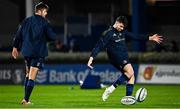 3 December 2021; Brothers Ross Byrne, left, and Harry Byrne of Leinster warm-up before the United Rugby Championship match between Leinster and Connacht at the RDS Arena in Dublin. Photo by Brendan Moran/Sportsfile