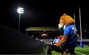 3 December 2021; Leinster mascot Leo the Lion encourages supporters during the United Rugby Championship match between Leinster and Connacht at the RDS Arena in Dublin. Photo by Brendan Moran/Sportsfile