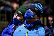 3 December 2021; Supporters wearing facemasks during the United Rugby Championship match between Leinster and Connacht at the RDS Arena in Dublin. Photo by Brendan Moran/Sportsfile