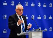 3 December 2021; Eugene Nobel, Leinster Rugby Chair of The Women's Committee, speaking during the Leinster Rugby Womens Cap and Jersey Presentation at the RDS Library in Dublin. Photo by Sam Barnes/Sportsfile