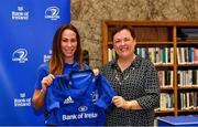 3 December 2021; Emily McKeown is presented with her jersey by Paula Murphy, Head of Strategic Sponsorship and Corporate & Social Responsibility at Bank of Ireland, during the Leinster Rugby Womens Cap and Jersey Presentation at the RDS Library in Dublin. Photo by Sam Barnes/Sportsfile