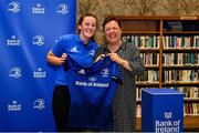 3 December 2021; Nikki Caughey is presented with her jersey by Paula Murphy, Head of Strategic Sponsorship and Corporate & Social Responsibility at Bank of Ireland, during the Leinster Rugby Womens Cap and Jersey Presentation at the RDS Library in Dublin. Photo by Sam Barnes/Sportsfile