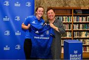 3 December 2021; Nikki Caughey is presented with her jersey by Paula Murphy, Head of Strategic Sponsorship and Corporate & Social Responsibility at Bank of Ireland, during the Leinster Rugby Womens Cap and Jersey Presentation at the RDS Library in Dublin. Photo by Sam Barnes/Sportsfile