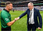31 July 2021; Match refeeree David Gough and Ulster GAA secretary Brian McAvoy before the Ulster GAA Football Senior Championship Final match between Monaghan and Tyrone at Croke Park in Dublin. Photo by Ray McManus/Sportsfile