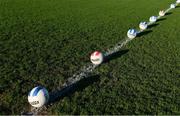 21 November 2021; Gaelic footballs on the pitch before the Go Ahead Dublin County Senior Club Football Championship Final match between St Jude's and Kilmacud Crokes at Parnell Park in Dublin. Photo by Ray McManus/Sportsfile