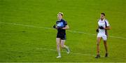 21 November 2021; Pat Spillane of St Jude's and Craig Dias of Kilmacud Crokes during the Go Ahead Dublin County Senior Club Football Championship Final match between St Jude's and Kilmacud Crokes at Parnell Park in Dublin. Photo by Ray McManus/Sportsfile