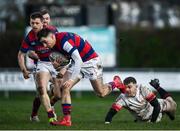 4 December 2021; Cian O'Donoghue of Clontarf makes a break during the Energia Men’s All-Ireland League Division 1A match between Clontarf and Dublin University at Castle Avenue in Dublin. Photo by David Fitzgerald/Sportsfile