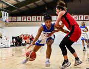 4 December 2021; Rachel Thompson of WIT Waterford Wildcats in action against Grainne Dwyer of Fr Mathews during the InsureMyHouse.ie Paudie O’Connor Cup Quarter-Final match between Fr. Mathews and WIT Waterford Wildcats at Fr. Mathews Arena in Cork. Photo by Sam Barnes/Sportsfile