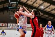 4 December 2021; Kate Hickey of WIT Waterford Wildcats in action against Aisling McCann of Fr Mathews during the InsureMyHouse.ie Paudie O’Connor Cup Quarter-Final match between Fr. Mathews and WIT Waterford Wildcats at Fr. Mathews Arena in Cork. Photo by Sam Barnes/Sportsfile