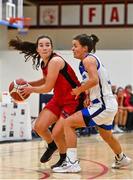 4 December 2021; Amy Corkery of Fr Mathews in action against Sinead Deegan of WIT Waterford Wildcats during the InsureMyHouse.ie Paudie O’Connor Cup Quarter-Final match between Fr. Mathews and WIT Waterford Wildcats at Fr. Mathews Arena in Cork. Photo by Sam Barnes/Sportsfile