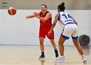 4 December 2021; Tricia Byrne of Fr Mathews in action against Rachel Thompson of WIT Waterford Wildcats during the InsureMyHouse.ie Paudie O’Connor Cup Quarter-Final match between Fr. Mathews and WIT Waterford Wildcats at Fr. Mathews Arena in Cork. Photo by Sam Barnes/Sportsfile