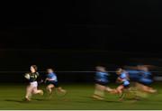 4 December 2021; Stephanie Carroll of Railway Union on her way to scoring a try during the Energia Women's All-Ireland League Division 1 match between Railway Union RFC and Galwegians at Willow Lodge in Dublin. Photo by David Fitzgerald/Sportsfile