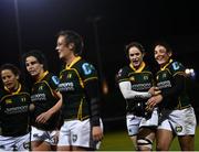 4 December 2021; Lindsay Peat, right, and Kate McCarthy of Railway Union during the Energia Women's All-Ireland League Division 1 match between Railway Union RFC and Galwegians at Willow Lodge in Dublin. Photo by David Fitzgerald/Sportsfile