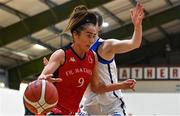 4 December 2021; Grainne Dwyer of Fr Mathews in action against Kate Hickey of WIT Waterford Wildcats during the InsureMyHouse.ie Paudie O’Connor Cup Quarter-Final match between Fr. Mathews and WIT Waterford Wildcats at Fr. Mathews Arena in Cork. Photo by Sam Barnes/Sportsfile