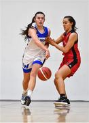 4 December 2021; Sarah Hickey of WIT Waterford Wildcats in action against Anna Lynch of Fr Mathews during the InsureMyHouse.ie Paudie O’Connor Cup Quarter-Final match between Fr. Mathews and WIT Waterford Wildcats at Fr. Mathews Arena in Cork. Photo by Sam Barnes/Sportsfile