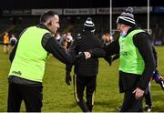 4 December 2021; Kilcoo Manager Mickey Moran, right, and Ramor United manager Ray Cole after the AIB Ulster GAA Football Senior Club Championship Quarter-Final match between Ramor United and Kilcoo at Kingspan Breffni in Cavan. Photo by Seb Daly/Sportsfile