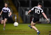 4 December 2021; Ceilum Docherty of Kilcoo shoots to score his side's second goal during the AIB Ulster GAA Football Senior Club Championship Quarter-Final match between Ramor United and Kilcoo at Kingspan Breffni in Cavan. Photo by Seb Daly/Sportsfile